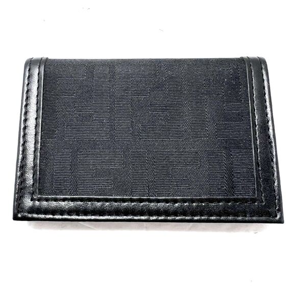 Vintage Fendi Monogram Leather Card Holder Wallet Black - Picture 1 of 4